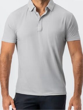 NWT STATE & LIBERTY Men's Light POLO SHIRT THE CRAIG grey mini houndstooth L